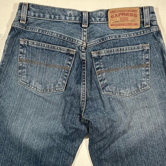 Express Jeans Wm 3/4 Regular Precision Fit Low Rise Flare Blue Cotton 90s Y2K - Picture 4 of 10